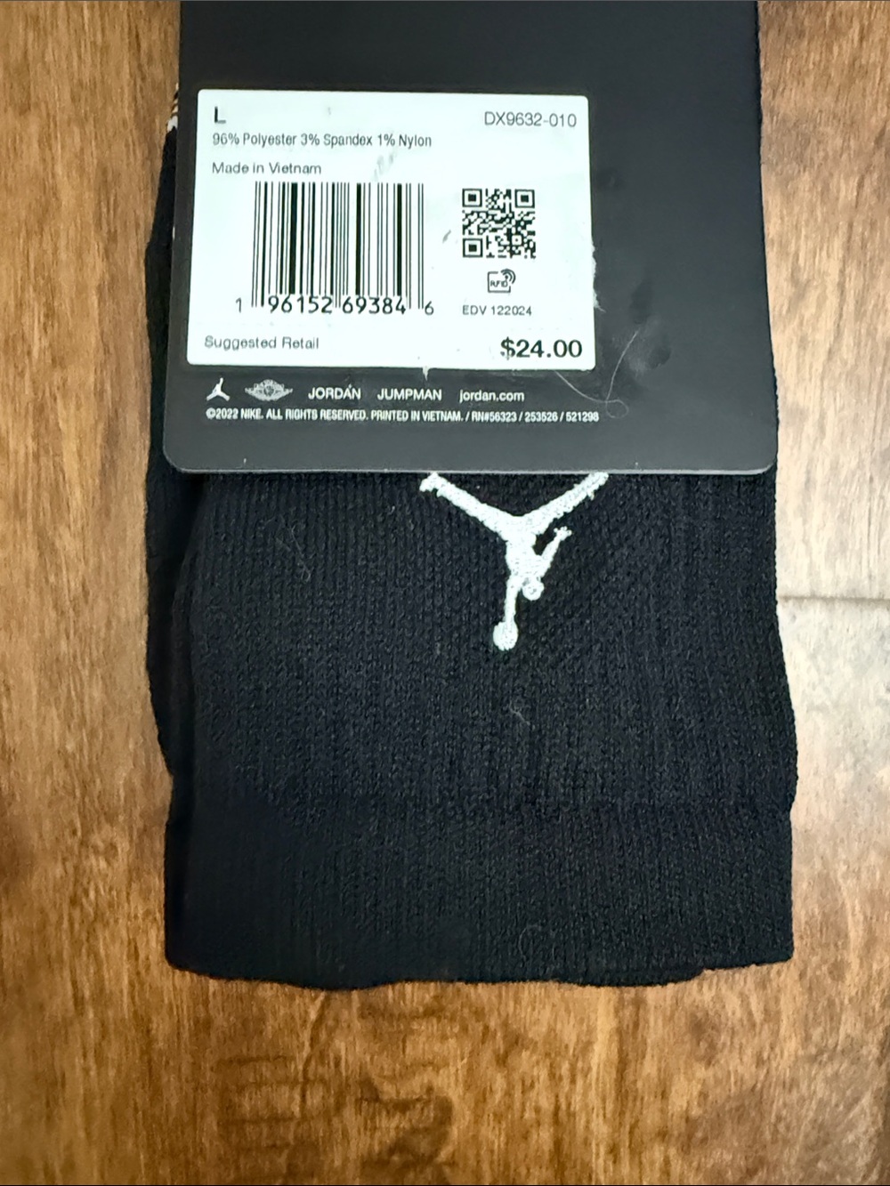 Jordan Black Crew Socks with White Jumpman - 3 Pack - Picture 9 of 10